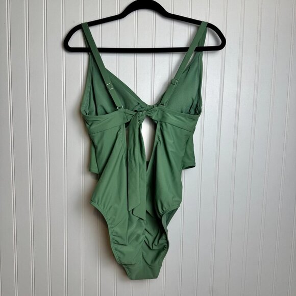 Adore Me NWT green Morgan one piece swimsuit bow detail peekaboo size 1X B42 - Picture 10 of 10
